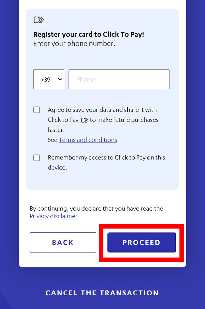 クレジットカード情報の登録