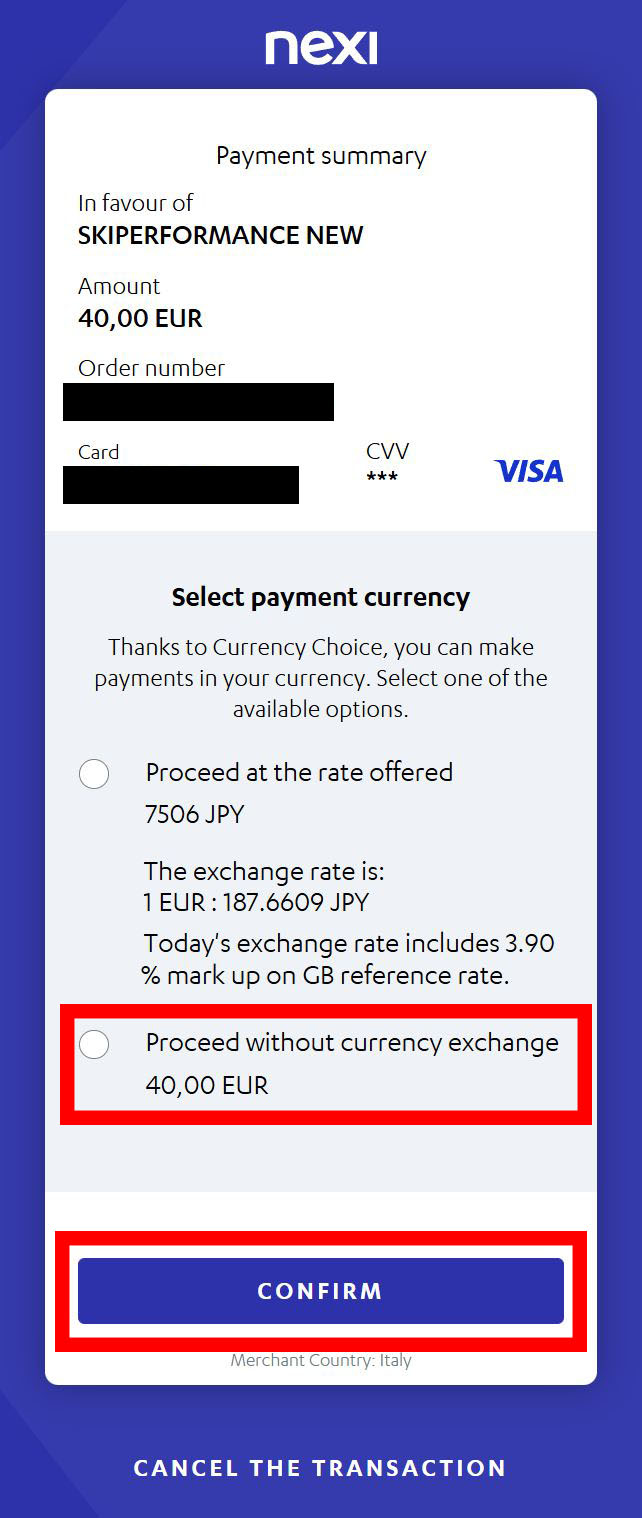 通貨の選択